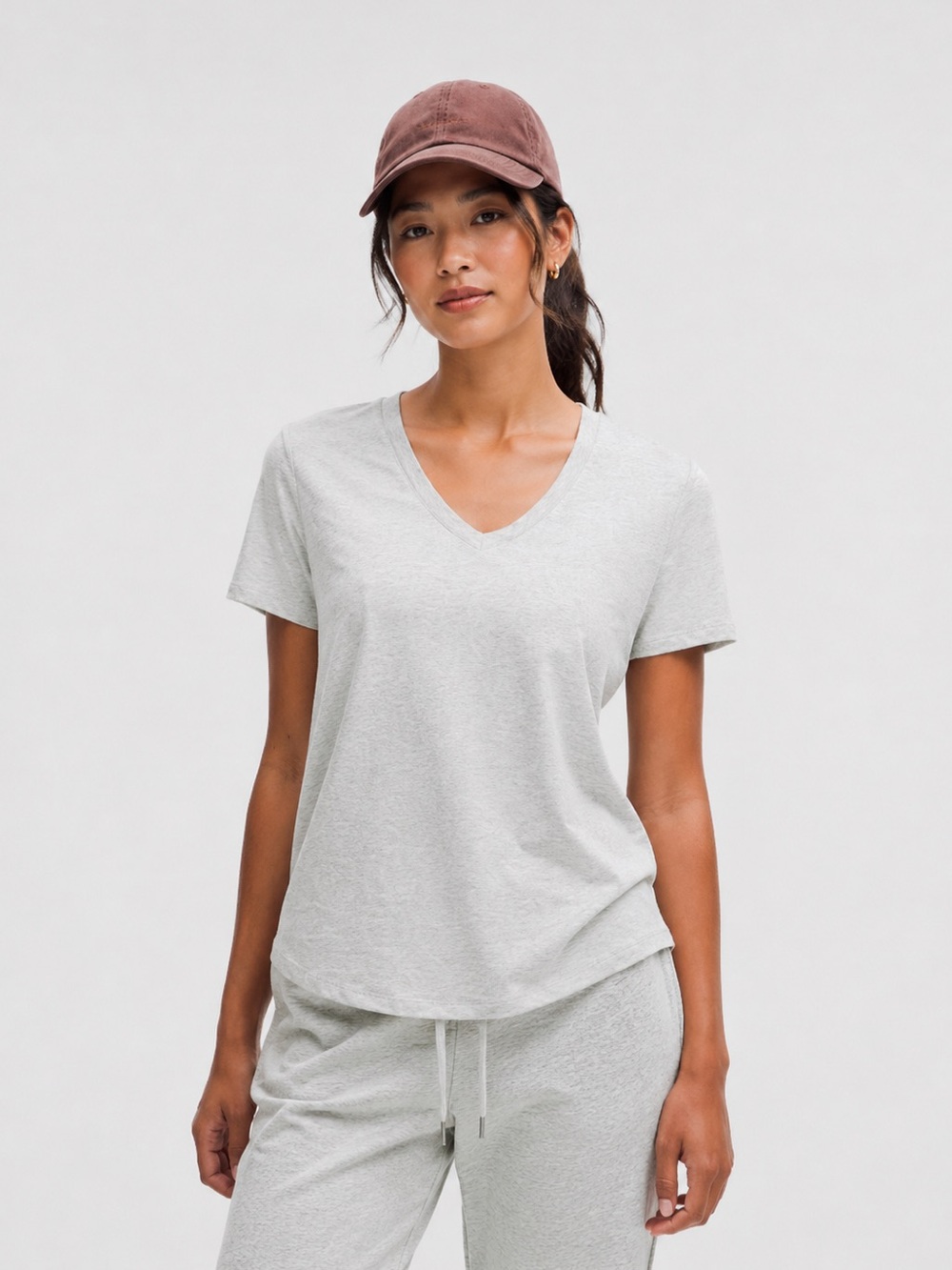 Lululemon Love V-Neck Tee Heather Core Ultra Light Grey Tee Size 6